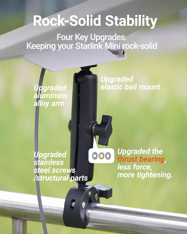 Alt view image 4 of 7 - ORLNK C1 Starlink Mini Mount Ladder Pole Clamp for RV Camper Van Yacht Boat 360° Flexible, Ultra-Low-Profile Mounting, Extended Arm (5.91"/15cm Arm)