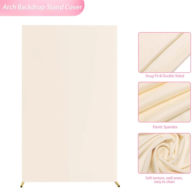 Alt view image 4 of 5 - Square Backdrop Cover Beige Square Wedding Arch Cover, 6.6x5.2FT Spandex Square Arch Cover Balloon Arch Covers Stretchy Backdrop for Birthday Party Wedding Ceremony Baby Shower Decor