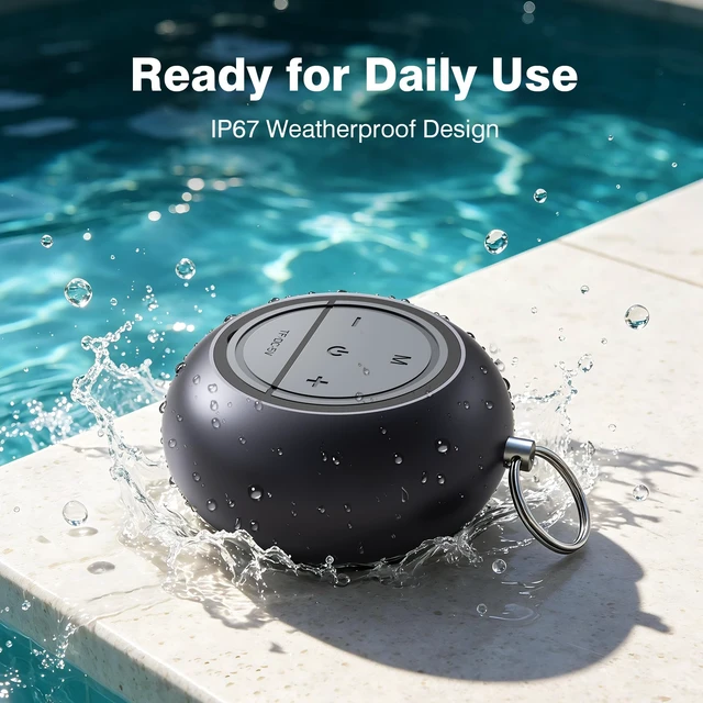 Alt view image 4 of 7 - Small Bluetooth Speaker IP67 Waterproof Rugged Mini Portable Speakers Powerful HD Sound, Wireless BT 6.0 TWS Stereo Pairing, 20H Playtime, Shower Speaker for Outdoors/Camping/Travel/Pool/Gifts