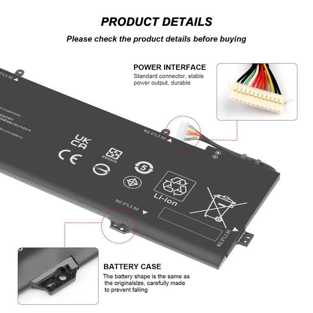 Alt view image 3 of 7 - Spare Battery for HP Spectre X360 15-BL002XX 15-BL001NG 15-BL075NR Z6K96EA Z6L01EA Z6L02EA 2PG91EA, Spectre X360 15T-BL00 2017 HSTNN-DB7R TPN-Q179 902401-2C1 902499-855 902499-856 KB06XLP