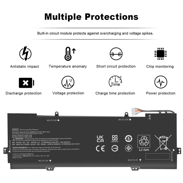 Alt view image 7 of 7 - Spare Battery for HP Spectre X360 15-BL002XX 15-BL001NG 15-BL075NR Z6K96EA Z6L01EA Z6L02EA 2PG91EA, Spectre X360 15T-BL00 2017 HSTNN-DB7R TPN-Q179 902401-2C1 902499-855 902499-856 KB06XLP