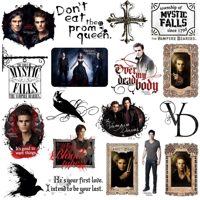 Alt view image 3 of 6 - The Vampire Diaries 200 Sticker Pack Waterproof Vinyl Decals Officially Licensed Vampire Diaries Stickers Great for Water Bottles, Skateboards, Luggage, Laptops, Bumpers & Cars