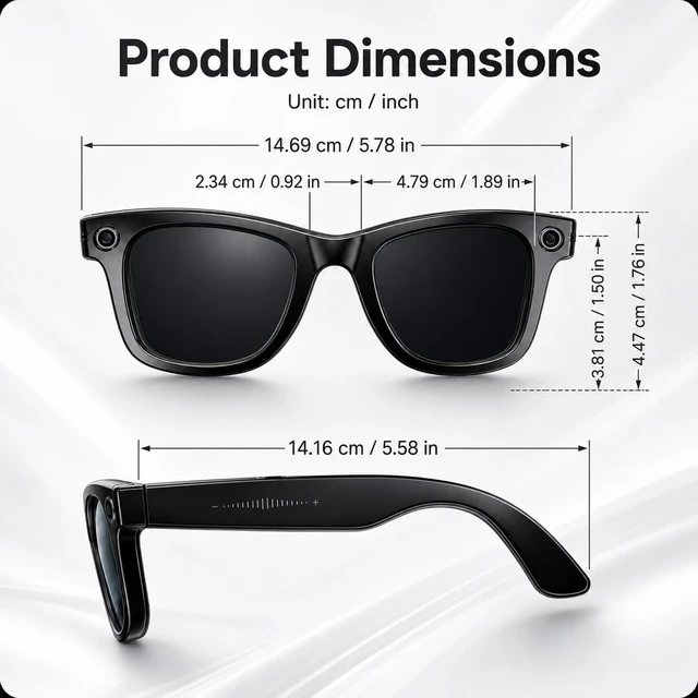 Alt view image 7 of 7 - AI Smart Glasses with Camera, 4K Video & Photo Capture, Real-Time Translation, Open-Ear Audio, Object Recognition & AI Assistant for Vlogging, Travel & Running