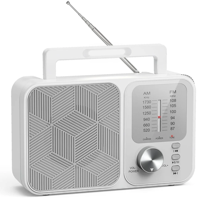 Main image of Portable Radio AM FM, AC Power or Battery Operated Radio for Home Outdoor Transistor Radios with Bluetooth/TF Card Player, LED Light, Foldable Handle & Tuning Light, Gifts for Seniors
