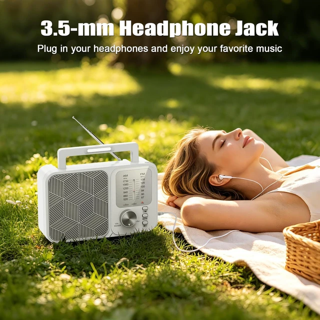 Alt view image 5 of 7 - Portable Radio AM FM, AC Power or Battery Operated Radio for Home Outdoor Transistor Radios with Bluetooth/TF Card Player, LED Light, Foldable Handle & Tuning Light, Gifts for Seniors