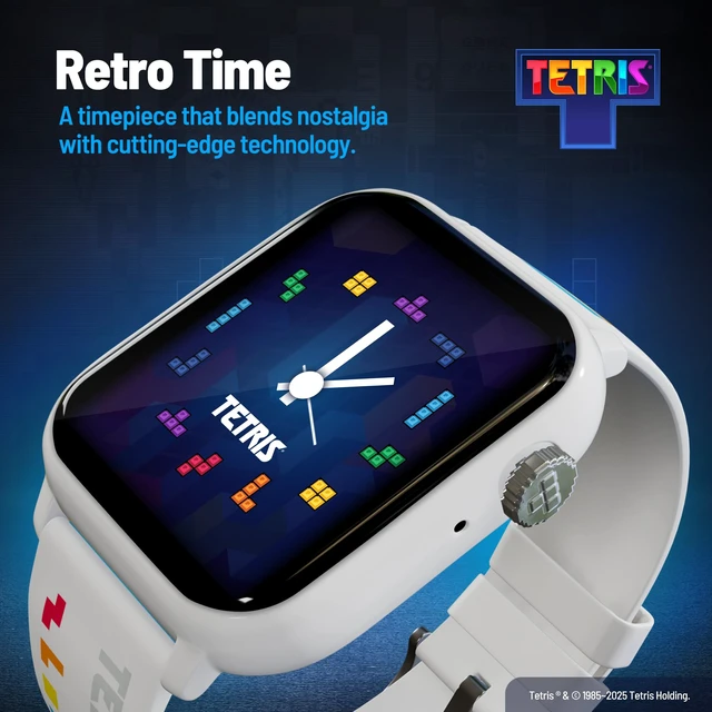 Alt view image 4 of 7 - Tetris Retro Gaming Arcade Smart Watch, No Wi-Fi or Bluetooth Built-in Tetris®, Custom Watch Faces, Classic Arcade Sound, Heart Rate Monitor, Fitness Tracking, IP67 Water Resistant