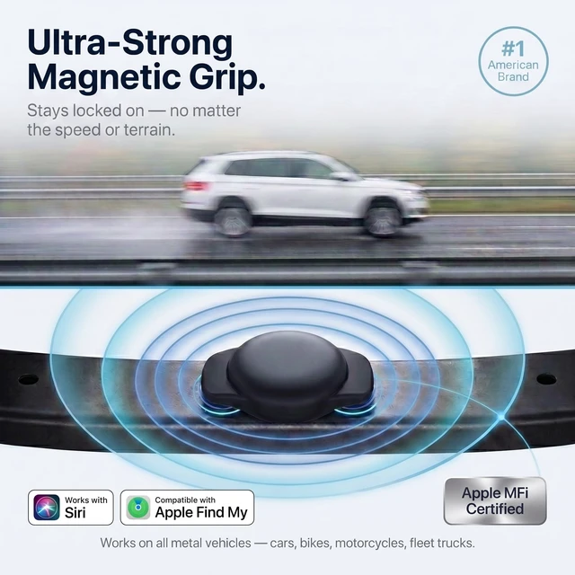 Alt view image 2 of 7 - 2 Pack GPS Tracker for Vehicles Find My Locator Finder Waterproof iOS Only No Subscription Required Network Real Time Magnetic Car Tracker Device Hidden Item Finder Mini Global Network for Car Dog