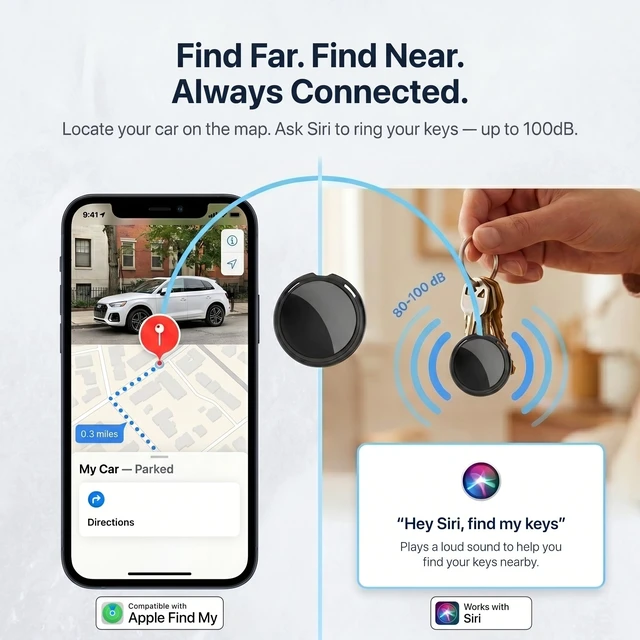 Alt view image 4 of 7 - 2 Pack GPS Tracker for Vehicles Find My Locator Finder Waterproof iOS Only No Subscription Required Network Real Time Magnetic Car Tracker Device Hidden Item Finder Mini Global Network for Car Dog