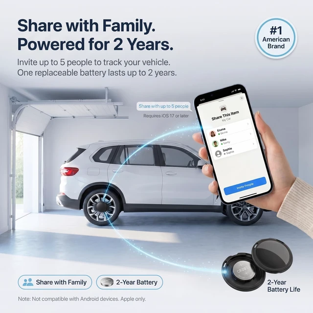 Alt view image 6 of 7 - 2 Pack GPS Tracker for Vehicles Find My Locator Finder Waterproof iOS Only No Subscription Required Network Real Time Magnetic Car Tracker Device Hidden Item Finder Mini Global Network for Car Dog