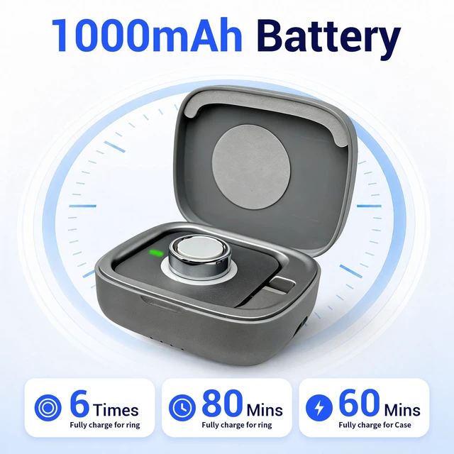 Alt view image 4 of 7 - Portable Smart Ring Charging Case for Oura Ring Gen 5, Gen 4, and Gen 3 1000mAh Portable Travel Charger Station, Fits All-Sized Ring Gen 5 Gen 4 Gen 3 (Official Charger NOT Included)