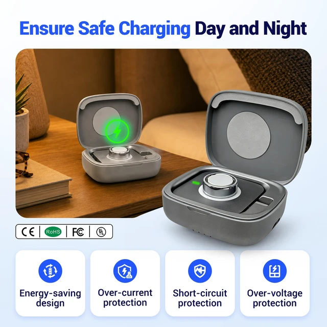 Alt view image 7 of 7 - Portable Smart Ring Charging Case for Oura Ring Gen 5, Gen 4, and Gen 3 1000mAh Portable Travel Charger Station, Fits All-Sized Ring Gen 5 Gen 4 Gen 3 (Official Charger NOT Included)