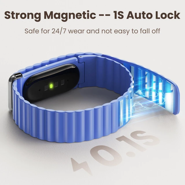 Alt view image 2 of 7 - Magnetic Silicone Band Compatible for Google Fitbit Air, Soft Breathable Workout-Friendly Replacement Strap for Women Men, Waterproof Lightweight Strong Magnet Wristband for Fitbit Air Accessories