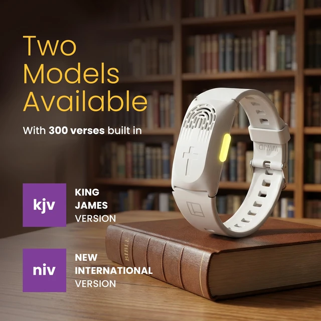 Alt view image 6 of 7 - Audio Bible Watch with 300+ NIV Verses, WWJD Wearable Scripture Speaker Bracelet, Rechargeable Christian Bible Wristband, Faith Based Gift for Men & Women, White