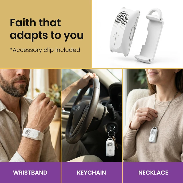Alt view image 5 of 7 - Audio Bible Watch with 300+ NIV Verses, WWJD Wearable Scripture Speaker Bracelet, Rechargeable Christian Bible Wristband, Faith Based Gift for Men & Women, White