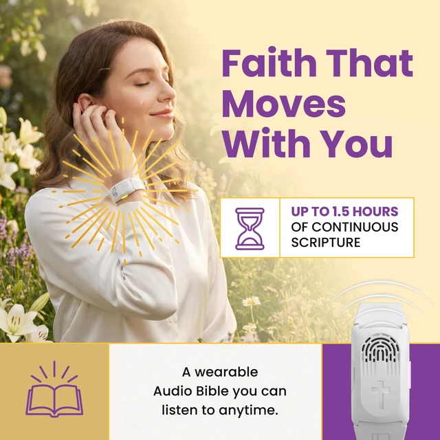 Alt view image 2 of 7 - Audio Bible Watch with 300+ NIV Verses, WWJD Wearable Scripture Speaker Bracelet, Rechargeable Christian Bible Wristband, Faith Based Gift for Men & Women, White