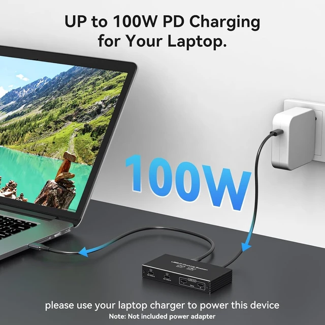 Alt view image 5 of 7 - 4K120Hz USB C Splitter Dual Monitor Adapter 6-in-1 USB C Docking Station with DP Alt Mode Video Output, 10Gbps Data Transfer 100W PD Charging for Laptop Portable Monitor, with 1 Type C Cable