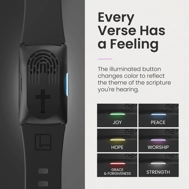 Alt view image 3 of 7 - Audio Bible Watch with 300+ NIV Verses, WWJD Wearable Scripture Speaker Bracelet, Rechargeable Christian Bible Wristband, Faith Based Gift for Men & Women, Black