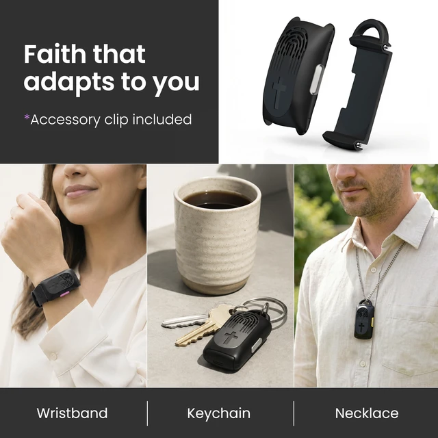 Alt view image 5 of 7 - Audio Bible Watch with 300+ NIV Verses, WWJD Wearable Scripture Speaker Bracelet, Rechargeable Christian Bible Wristband, Faith Based Gift for Men & Women, Black