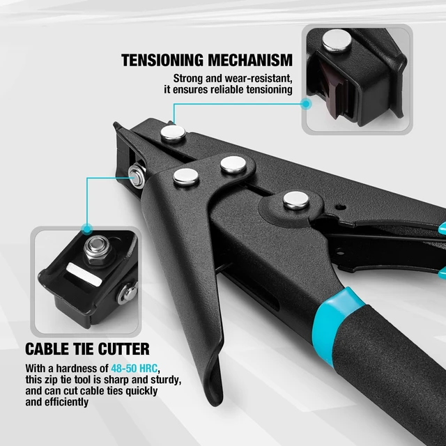 Alt view image 3 of 7 - 8-Inch Zip Tie Tool, Cable Tie Gun Ergonomic Handle, For Fastening and Cutting Plastic or Nylon, Cable Management