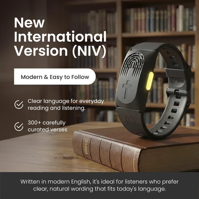 Alt view image 6 of 7 - Audio Bible Watch with 300+ NIV Verses, WWJD Wearable Scripture Speaker Bracelet, Rechargeable Christian Bible Wristband, Faith Based Gift for Men & Women, Black