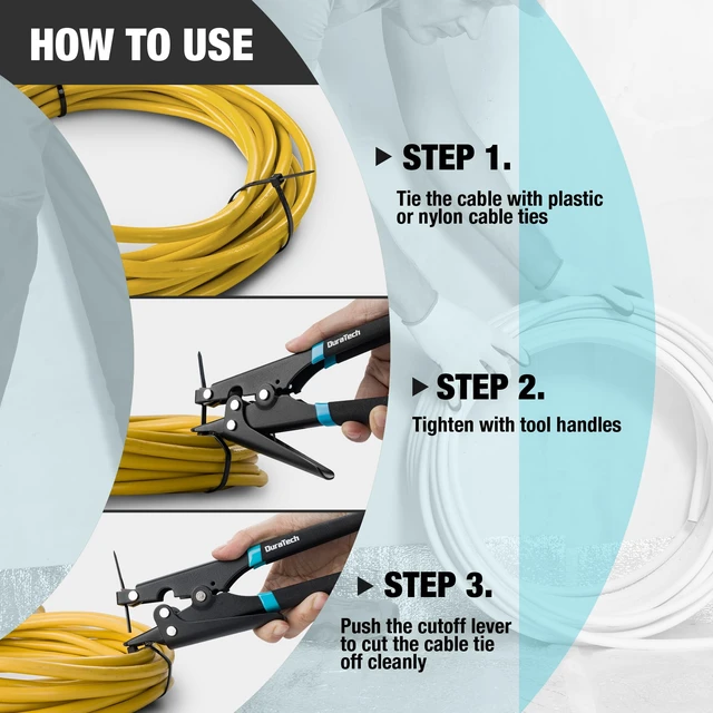 Alt view image 4 of 7 - 8-Inch Zip Tie Tool, Cable Tie Gun Ergonomic Handle, For Fastening and Cutting Plastic or Nylon, Cable Management