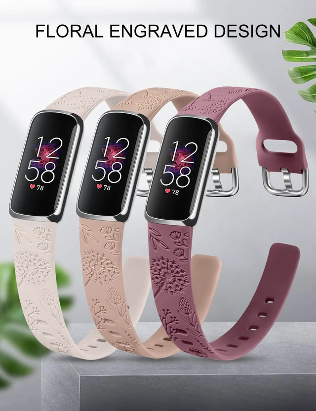 Alt view image 2 of 6 - 3 Packs Compatible with Fitbit Luxe Bands for Women Soft Silicone Floral Engraved Sport Strap Dandelion Wristband Replacement for Fitbit Luxe Watch Bands/Luxe Special Edition Fitness Tracker