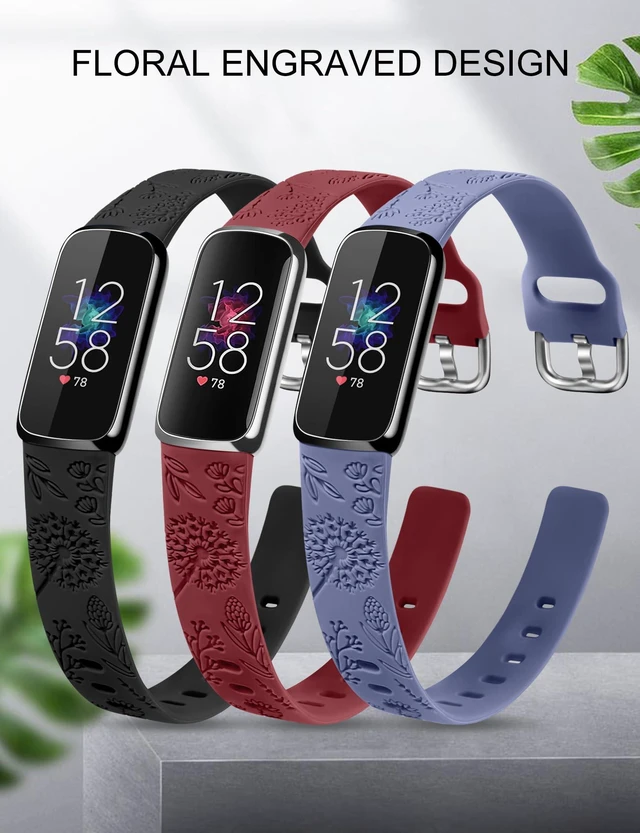 Alt view image 2 of 6 - 3 Packs Compatible with Fitbit Luxe Bands for Women Soft Silicone Floral Engraved Sport Strap Dandelion Wristband Replacement for Fitbit Luxe Watch Bands/Luxe Special Edition Fitness Tracker