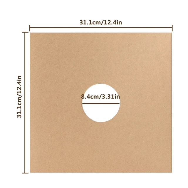 Alt view image 7 of 7 - 10PCS 12in Vinyl Record Sleeves, Thick 350gsm Cardboard LP Covers Anti-Static Kraft Finish Blank LP Album Jackets for Labels w/ Hole for 33 RPM Record Storage Protector Brown