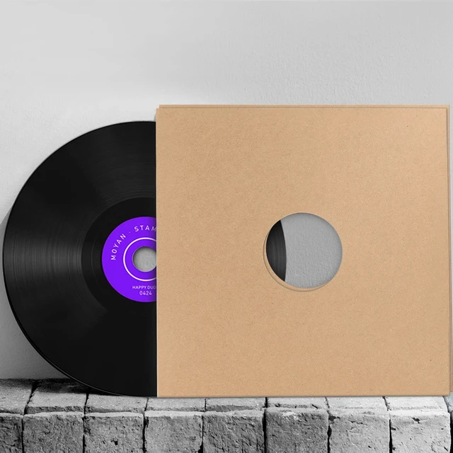 Alt view image 4 of 7 - 10PCS 12in Vinyl Record Sleeves, Thick 350gsm Cardboard LP Covers Anti-Static Kraft Finish Blank LP Album Jackets for Labels w/ Hole for 33 RPM Record Storage Protector Brown