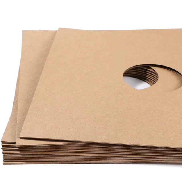 Alt view image 3 of 7 - 10PCS 12in Vinyl Record Sleeves, Thick 350gsm Cardboard LP Covers Anti-Static Kraft Finish Blank LP Album Jackets for Labels w/ Hole for 33 RPM Record Storage Protector Brown