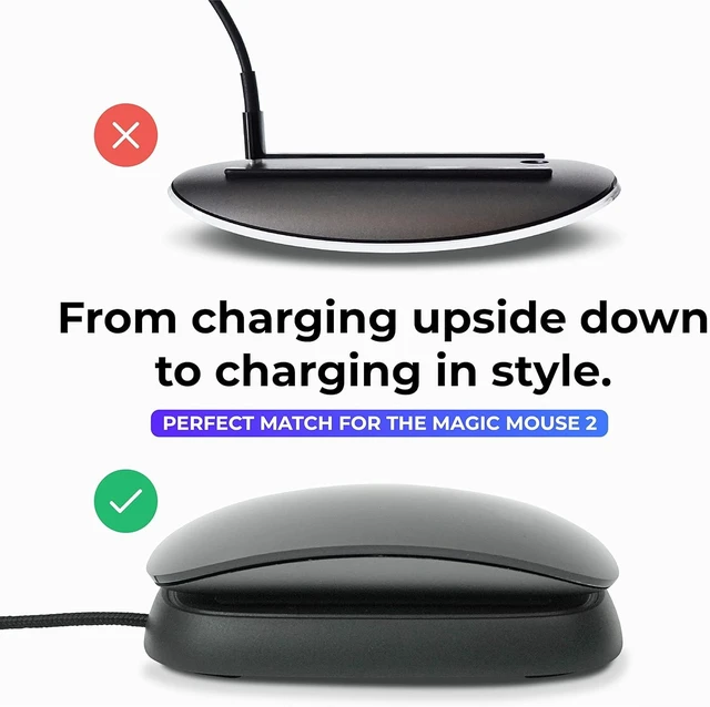 Alt view image 3 of 6 - Charging Station for Apple Magic Mouse, Black Usable As Charging Dock, Stand & Charger, Includes 5ft (1.5m) USB-A Cable, Lightning Connector