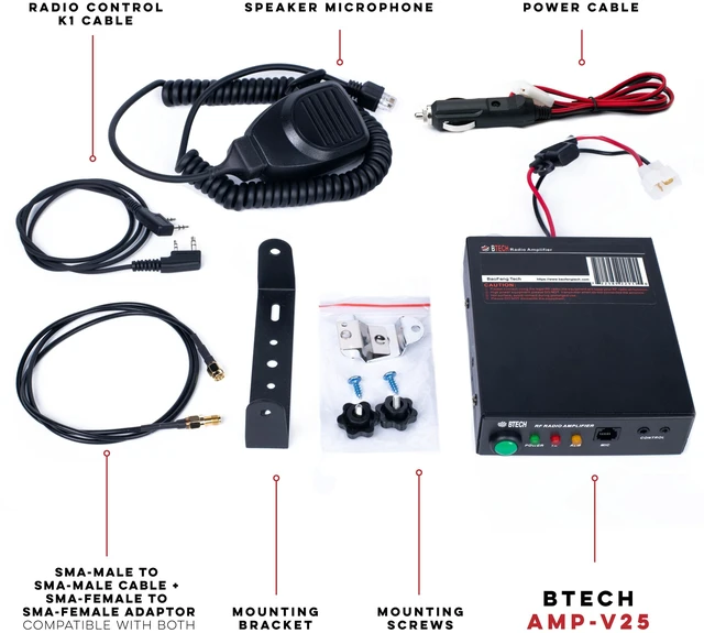 Alt view image 6 of 7 - AMP-V25 Amplifier 20-40W Power Boost for VHF (136-174MHz) Compatible with Handheld Radios Amplifies Analog and Digital Modes Ideal for Mobile, Field, & Home Use