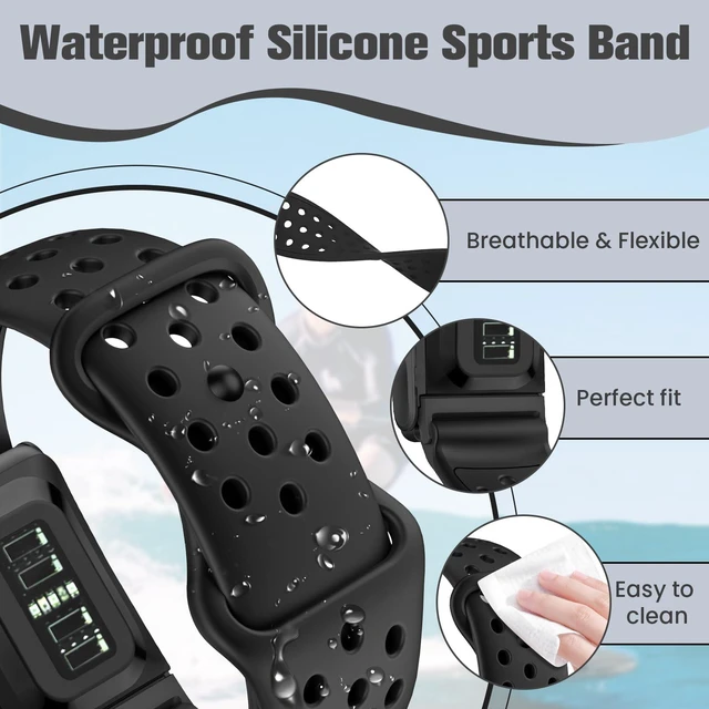 Alt view image 3 of 7 - Bands Compatible with Whoop 5.0 Band - Breathable with Air Holes & On-Wrist Charging, Waterproof Replacement Silicone Sport Strap for Whoop 5.0 One/Peak/Life/MG, Not for Whoop 4.0