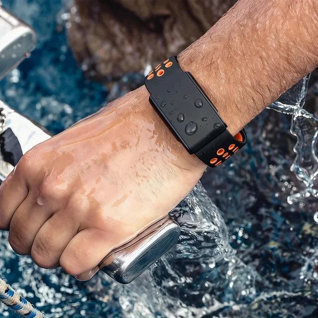 Alt view image 6 of 7 - Bands Compatible with Whoop 5.0 Band - Breathable with Air Holes & On-Wrist Charging, Waterproof Replacement Silicone Sport Strap for Whoop 5.0 One/Peak/Life/MG, Not for Whoop 4.0