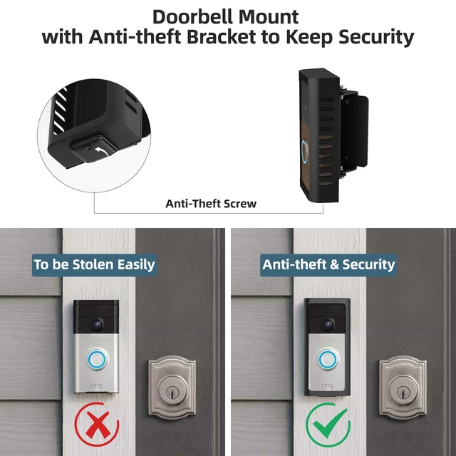 Alt view image 6 of 7 - Anti-Theft Video Doorbell Mount, Easy Remove for Charging, Hidden Screws Metal alloy bracket with anti-theft design, 45°-135° doorbell angle mount, no-block sensor for front door security