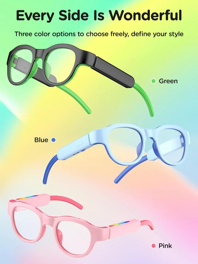 Alt view image 7 of 7 - Kids Blue Light Glasses with Bluetooth Audio,Smart glasses,RGB 7-color light, Kids Smart Glasses Gifts