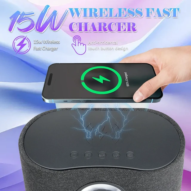 Alt view image 3 of 7 - Ferrofluid Speaker with 15W Wireless Charging, 30W Power Bluetooth Speaker Music Audio Visualizer, Magnetic Fluid Display, Bassup Dual Stereo, Dynamic LED Light for PC/Desk Toy/Home/Office/Study