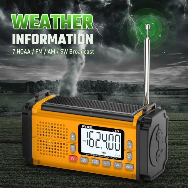 Alt view image 3 of 6 - J-924 10000mAh/37000mWh Hand Crank Emergency Radio NOAA AM FM SW AAA Battery/USB/Solar/Hand Crank Charging, Torch& Reading Light, SOS Alarm, Power Bank NOAA Weather Radio