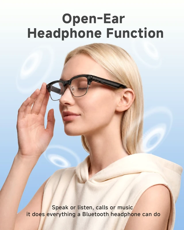 Alt view image 5 of 7 - AI Smart Glasses with 8MP Camera, 1080P Anti-Shake HD Video, 2 Pairs of len, Real-Time Translation & Voice Assistant, Bluetooth Calls & Open-Ear Audio for Vlogging, Travel & Meetings