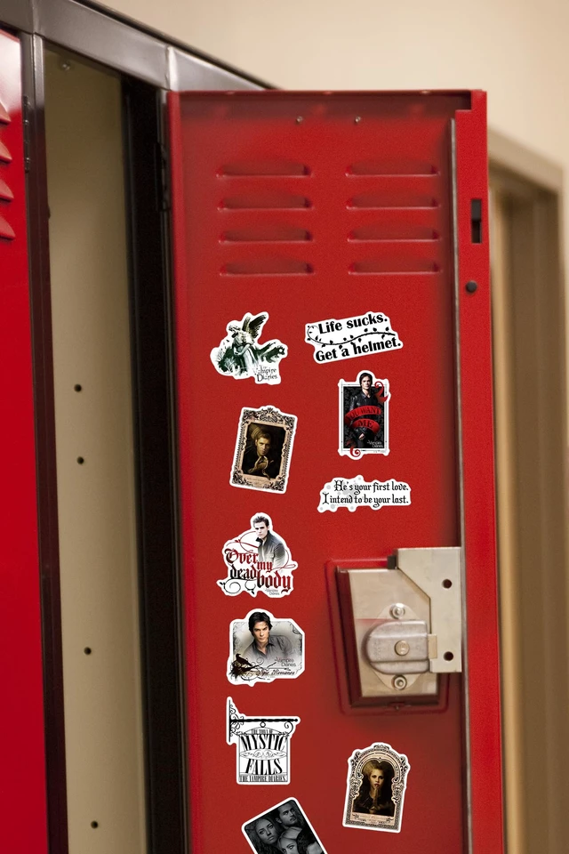 Alt view image 6 of 6 - The Vampire Diaries 200 Sticker Pack Waterproof Vinyl Decals Officially Licensed Vampire Diaries Stickers Great for Water Bottles, Skateboards, Luggage, Laptops, Bumpers & Cars