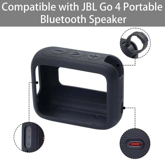Alt view image 5 of 7 - for JBL Go 4 Waterproof Bluetooth Speaker Silicone Cover, Black Snug Fit, Portable Carabiner Clip, Shock Absorption, Drop Protection, Travel Lightweight Design, Protective Skin Case