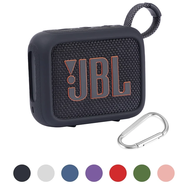 Alt view image 6 of 7 - for JBL Go 4 Waterproof Bluetooth Speaker Silicone Cover, Black Snug Fit, Portable Carabiner Clip, Shock Absorption, Drop Protection, Travel Lightweight Design, Protective Skin Case