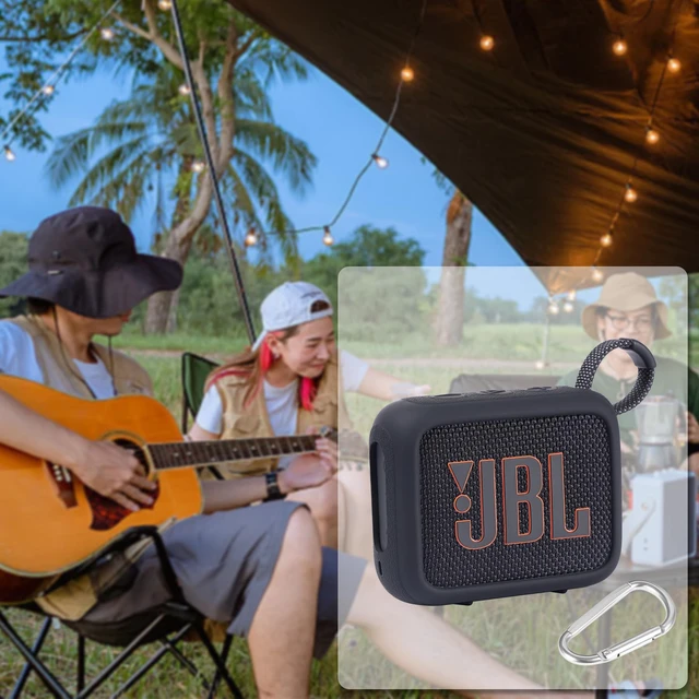 Alt view image 7 of 7 - for JBL Go 4 Waterproof Bluetooth Speaker Silicone Cover, Black Snug Fit, Portable Carabiner Clip, Shock Absorption, Drop Protection, Travel Lightweight Design, Protective Skin Case