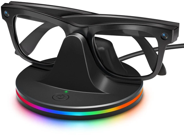 Main image of Charging Station for Meta Ray-Ban Glasses, Black Compatible with Wayfarer, Skyler, Headliner & Oakley Meta HSTN, 7-Color RGB Light and USB-C Cable