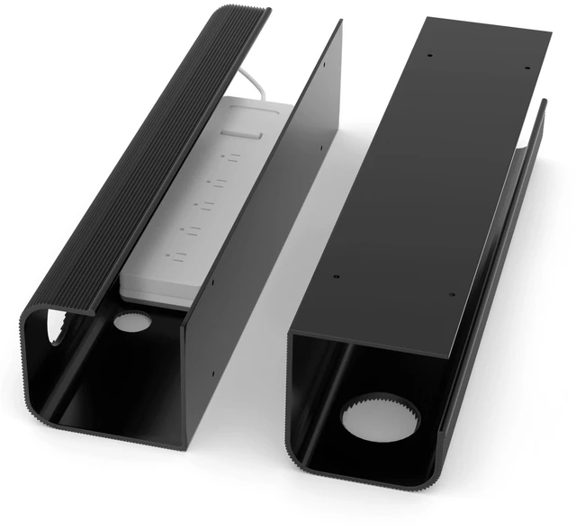 Main image of 2 Pack Large Capacity Cable Management Tray 31.5in (2xL15.7in), Thick PVC Under Desk Cable Tray Kit with 4 Cable Clips & 5 Ties, Standing Cord Management Desk Organizer for Office or Home, Black