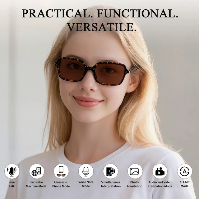 Alt view image 5 of 7 - Tea Square Sleek Smart Translation Polarized Sunglasses Women