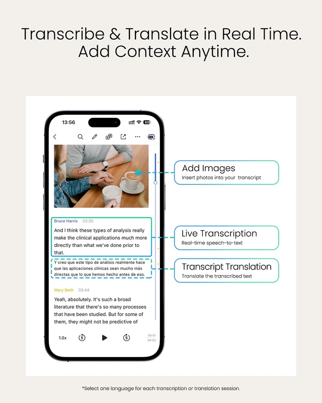 Alt view image 5 of 7 - P1 64GB Wearable AI Voice Recorder and Note Taker for Meetings Real-Time Translation with USB-C, Cloud Storage, Privacy Controls, and Quick Charging for Extended Use