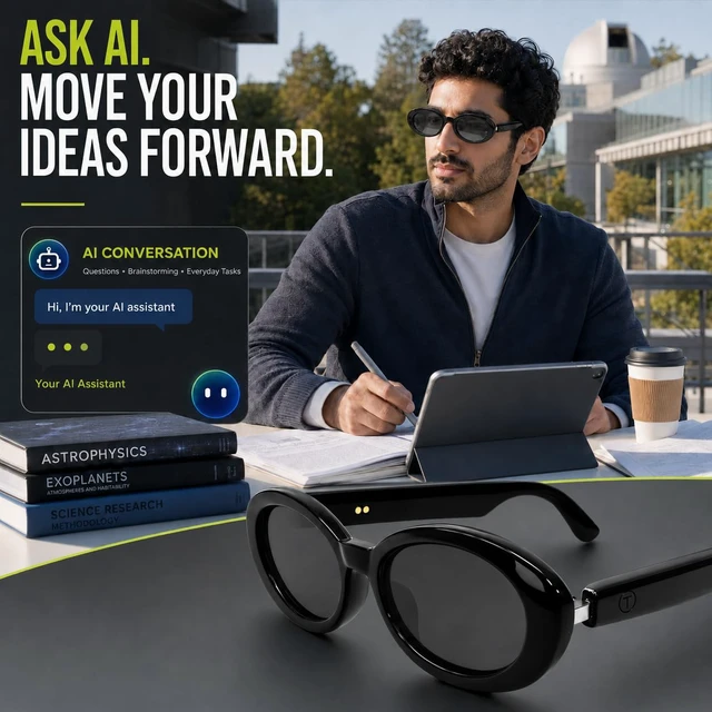 Alt view image 6 of 7 - Black Cat-Eye Chic Smart Translation Polarized Sunglasses Women Tortoise Bluetooth Sunglasses with AI Translation, Free App, Polarized Lenses for Travel, Shopping & Daily Wear