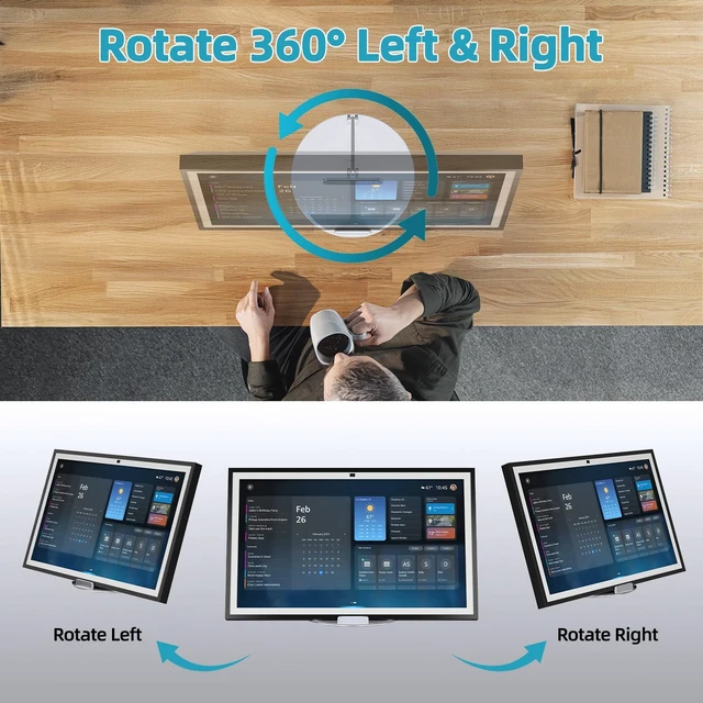 Alt view image 2 of 7 - Adjustable Stand for Echo Show 21 & Show 15, 90° Tilt, 360° Swivel Metal, No Assembly, Horizontal or Vertical Mode Screen Stand for Alexa Show 15, Easy to Use, Echo Show 15 Stand for Kitchen