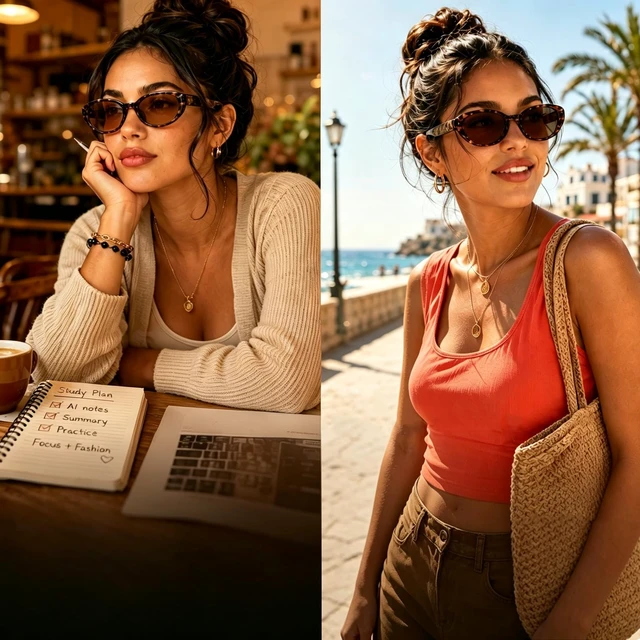Alt view image 3 of 7 - Tea Cat-Eye Elegant Smart Translation Polarized Sunglasses Women Black Style Bluetooth Glasses with AI Translation, Free App, Polarized Lenses & Open-Ear Audio for Meetings, Driving & Work